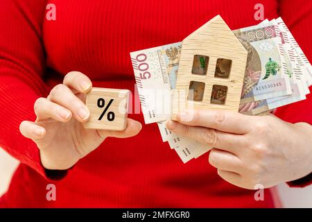 Taux d'intérêt sur les prêts immobiliers en Pologne, Business concept, frais basés sur l'indice vibor Banque D'Images
