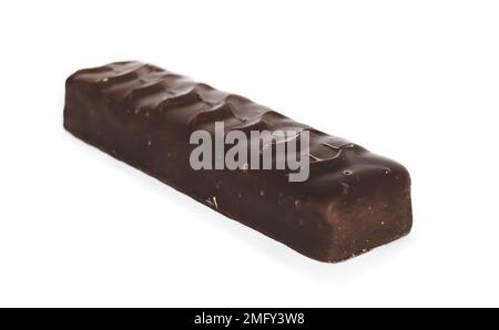 barre de caramel au chocolat isolée sur blanc Banque D'Images