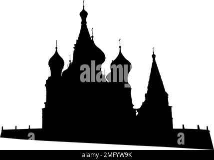 Silhouette de la cathédrale Saint-Basile à Moscou sur fond blanc. Illustration de Vecteur