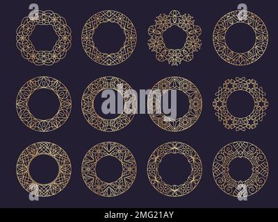 Cadres décoratifs en forme de cercles. Motif royal formes vides avec des modèles ornés illustrations vectorielles récentes Illustration de Vecteur