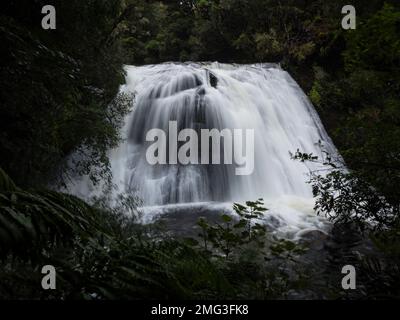 Photo de longue exposition de la chute d'eau d'Aniwaniwa Falls près du lac Waikaremoana dans le parc national de te Urewera Hawkes Bay Île du Nord Nouvelle-Zélande Banque D'Images