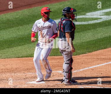 St. Louis Cardinals catcher Andrew Knizner greets home plate