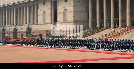 New Delhi, Inde. 25th janvier 2023. NEW DELHI, INDE - JANVIER 25 : le président égyptien Abdel Fattah El -Sisi à la réception de cérémonie, à Rashtrapati Bhavan, sur 25 janvier 2023, à New Delhi, en Inde. (Photo de Sanjeev Verma/Hindustan Times/Sipa USA) crédit: SIPA USA/Alay Live News Banque D'Images