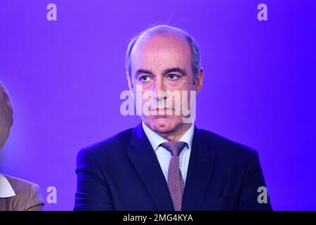 Paris, France. 24th janvier 2023. Olivier Marleix lors de la présentation de la nouvelle équipe de direction du parti de droite français les Républicains, à Paris, France sur 24 janvier 2023. Crédit : Victor Joly/Alamy Live News Banque D'Images