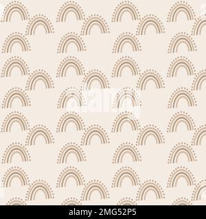 motif sans couture d'arc-en-ciel brun dessiné à la main sur fond beige Banque D'Images