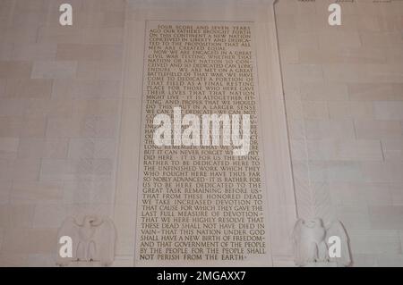 The Gettysburg Address, Lincoln Memorial, Washington DC États-Unis, Washington, District de Columbia Banque D'Images