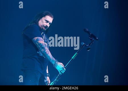 Brescia, Italie. 25th janvier 2023. Spectacle au théâtre de rêve lors de la tournée Top of the World Tour. Dans la photo: James Labrie crédit: NurPhoto SRL/Alay Live News Banque D'Images