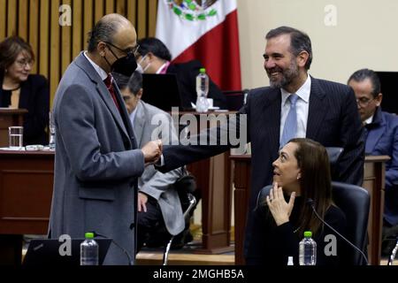 Non exclusif: 25 janvier 2023, Mexico, Mexique: Le président conseiller de l'Institut électoral national du Mexique, Lorenzo Cordova Vianello Banque D'Images