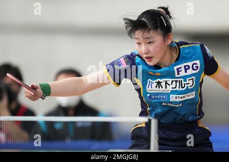 Tokyo, Japon. 26th janvier 2023. Miwa Harimoto tennis de table : tous les championnats japonais de tennis de table 2023 finale junior féminin au Tokyo Metropolitan Gymnasium à Tokyo, Japon . Credit: AFLO SPORT/Alay Live News Banque D'Images