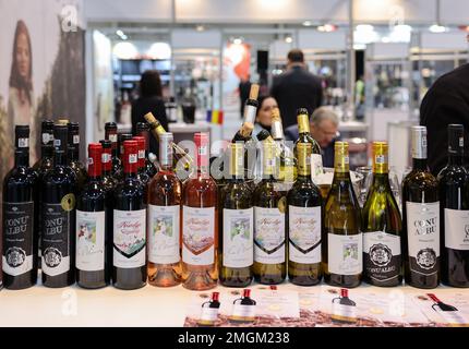 Cracovie, Pologne - 17 novembre 2022: Salon international du vin ENOEXPO à Cracovie. Les producteurs de vin du monde entier rencontrent les importateurs di Banque D'Images