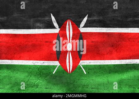 Drapeau du Kenya - drapeau de tissu d'ondulation réaliste Banque D'Images