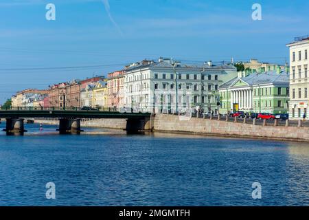 St. Petersbourg, vue sur le pont de Leshtukov au-dessus de la rivière Fontanka Banque D'Images