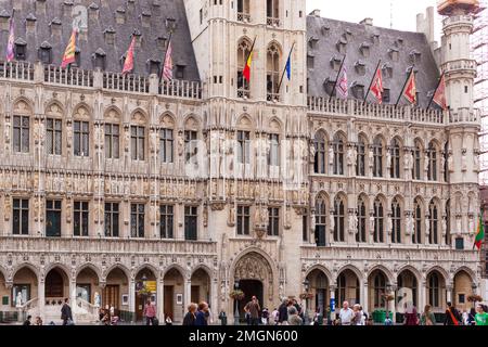 Bruxelles, Belgique - 7 juillet 2010 : Hôtel de ville de Bruxelles. L'un des nombreux bâtiments de style gothique entourant la Grand place (Grote Markt). Banque D'Images