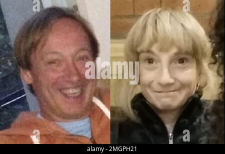 MEILLEURE QUALITÉ DISPONIBLE fichier sans date distribuer des photos de famille émises par la police métropolitaine de Clinton Ashmore et Sharon pickles. Lee Peacock, 50 ans, est jugé à Old Bailey accusé d'avoir tué Mme Pickles, 46 ans, et M. Ashmore, 59 ans, dans des attaques séparées à Westminster pendant deux jours en août 2021. Date de publication : jeudi 26 janvier 2023. Banque D'Images