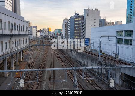 Tokyo, Japon. 26th janvier 2023. Gare JR East Shinjuku (Shinjuku-eki æ-°å®¿é§…) Dans l'après-midi, en raison de retards de service et de pannes à l'extérieur de Tokyo en raison de la neige dans la région et des Alpes japonaises. La gare Shinjuku est exploitée par la compagnie de chemin de fer East Japan Railway Company (JR East). Il est un important centre de transport à Tokyo, reliant plusieurs lignes de train, y compris la ligne JR East Yamanote, la ligne Chuo, la ligne Sobu, la ligne Narita Express et la ligne Saikyo, ainsi que plusieurs lignes de chemin de fer privées, telles que le chemin de fer électrique Odakyu, Keio Corporation et le métro de Tokyo. Avec son grand nombre de plates-formes et Banque D'Images