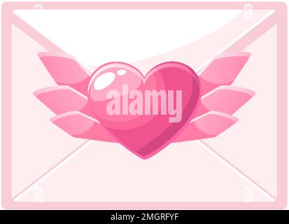 Icône représentant une enveloppe vectorielle avec cœur pour les vacances de la Saint-Valentin Illustration de Vecteur