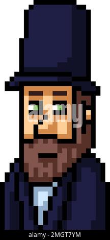 pixel art de gentleman chapeau Illustration de Vecteur