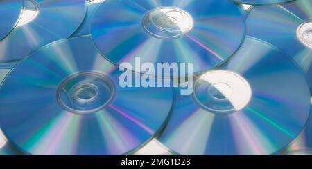 De nombreux disques compacts DVD bleus fond de CD ou dvd Banque D'Images