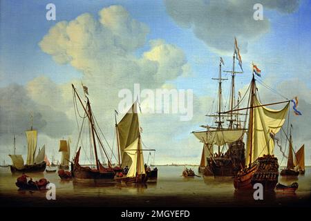 Navires sur les routes 1658 par Willem van de VELDE, le plus jeune 1633 - 1707 Néerlandais pays-Bas par Willem II van der Velde, pays-Bas, Néerlandais, Banque D'Images