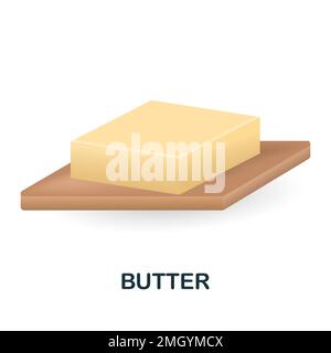 Icône beurre. 3d illustration de la collection du marché alimentaire. Icône Creative Butter 3D pour la conception web, les modèles, les infographies et plus encore Illustration de Vecteur