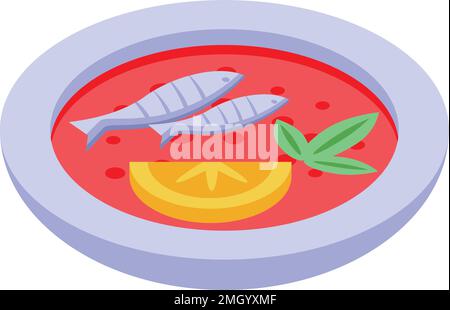 Icône sardine vecteur isométrique. Poisson de fruits de mer. Cuisine du Pacifique Illustration de Vecteur