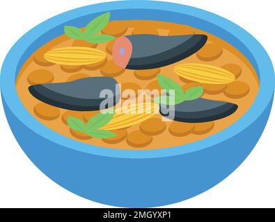 Vecteur isométrique de l'icône de soupe alimentaire du Pacifique. Poisson sardine. Ocean CAN Illustration de Vecteur