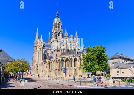 Normandie, France. Cathédrale notre Dame, Bayeux. Banque D'Images