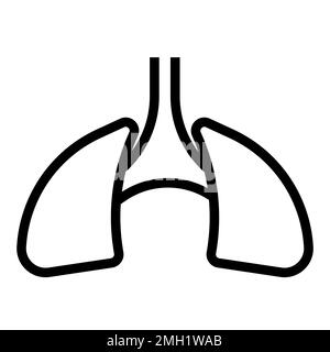 Ligne d'icône des poumons humains isolée sur fond blanc. Icône fine et plate noire sur un style moderne. Symbole linéaire et contour modifiable. Simple et pixel Illustration de Vecteur
