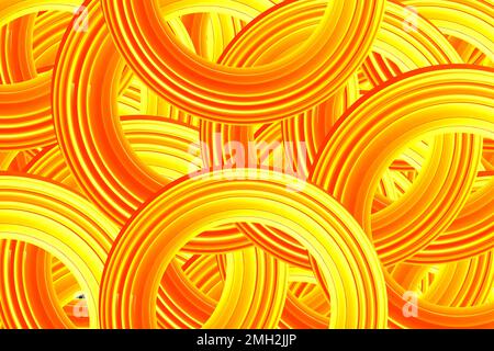 Résumé jaune rouge Concentrique 3D cercles Illustration Banque D'Images