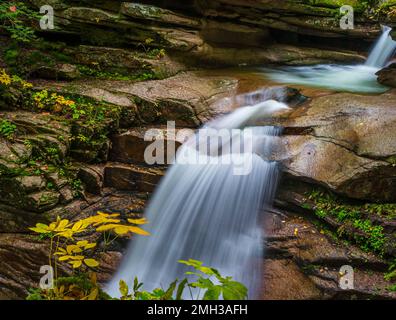 Sabbaday Falls est une belle cascade située dans une forêt dans les White Mountains du New Hampshire. Banque D'Images