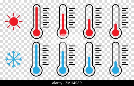 Jeu de symboles de thermomètre. Icônes de température froide et chaude. Illustration vectorielle isolée sur fond transparent Illustration de Vecteur