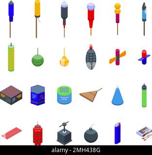 Les icônes Petard définissent le vecteur isométrique. Dynamite tnt. Jeu de sécurité Illustration de Vecteur