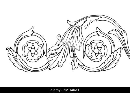 Élément décoratif fleur, forme vectorielle grecque, décoration en stuc, cartouche Illustration de Vecteur