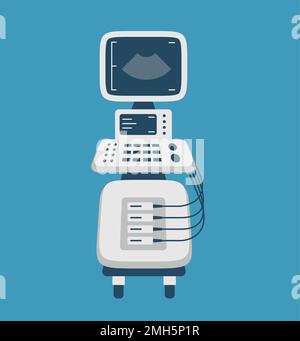 Échographe. Équipement de la salle d'examen de l'hôpital isolé sur fond blanc ps 10 Illustration de Vecteur