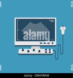 Échographe. Équipement de la salle d'examen de l'hôpital isolé sur fond blanc ps 10 Illustration de Vecteur