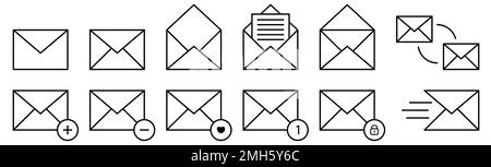 Ensemble d'icônes de messagerie. Envoyez des enveloppes par e-mail. Illustration vectorielle Illustration de Vecteur