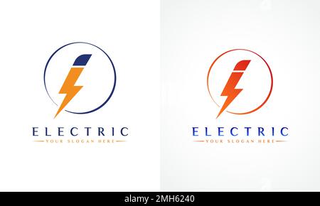 I logo lettre avec Lightning Thunder Bolt Vector Design. Illustration du vecteur du logo lettre I du boulon électrique. Illustration de Vecteur