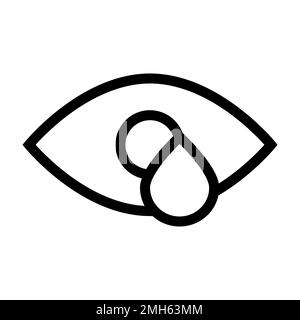 Gouttes dans la ligne d'icône des yeux isolée sur fond blanc. Icône fine et plate noire sur un style moderne. Symbole linéaire et contour modifiable. Simple et Illustration de Vecteur