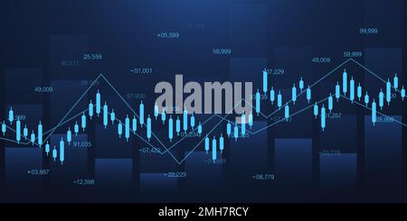 Graphique du monde des affaires ou graphique du marché boursier ou graphique du commerce de forex dans le concept graphique. Investissement financier ou tendance économique des entreprises chandelier Illustration de Vecteur