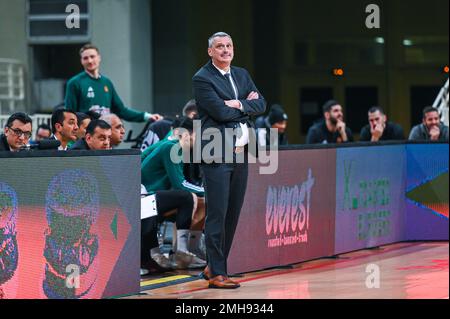 Athènes, Lombardie, Grèce. 26th janvier 2023. Entraîneur en chef DEJAN RADONJIC de Panathinaikos BC pendant l'Euroligue, Round 21, match entre Panathinaikos BC et Zalgiris Kaunas à Oaka Altion sur 26 janvier 2023 à Athènes, Grèce. (Credit image: © Stefanos Kyriazis/ZUMA Press Wire) USAGE ÉDITORIAL SEULEMENT! Non destiné À un usage commercial ! Crédit : ZUMA Press, Inc./Alay Live News Banque D'Images