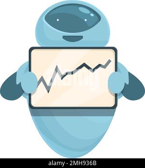 Vecteur de dessin animé de l'icône de graphique de commerce de robot. Étude des travailleurs. Travail de formation Illustration de Vecteur