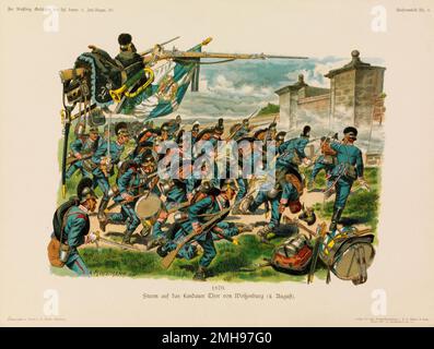 Infanterie bavaroise à la bataille de Wissembourg, 1870 Banque D'Images