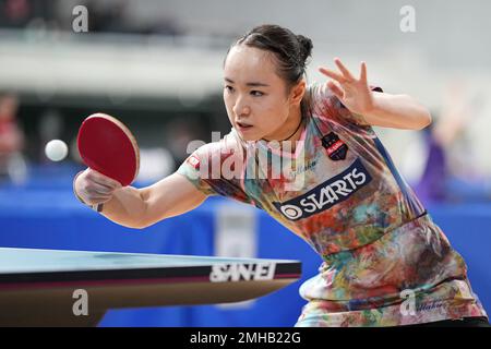 Tokyo, Japon. 26th janvier 2023. Mima Ito tennis de table : tous les championnats japonais de tennis de table 2023 femmes célibataires 4th Round au Tokyo Metropolitan Gymnasium à Tokyo, Japon . Credit: AFLO SPORT/Alay Live News Banque D'Images