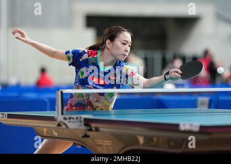Tokyo, Japon. 26th janvier 2023. Kasumi Ishikawa tennis de table : tous les championnats japonais de tennis de table 2023 femmes célibataires 4th Round au Tokyo Metropolitan Gymnasium à Tokyo, Japon . Credit: AFLO SPORT/Alay Live News Banque D'Images