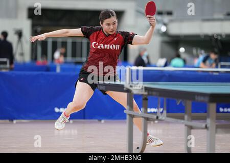 Tokyo, Japon. 26th janvier 2023. Megumi Hayashi tennis de table : tous les championnats japonais de tennis de table 2023 femmes célibataires 4th Round au Tokyo Metropolitan Gymnasium à Tokyo, Japon . Credit: AFLO SPORT/Alay Live News Banque D'Images