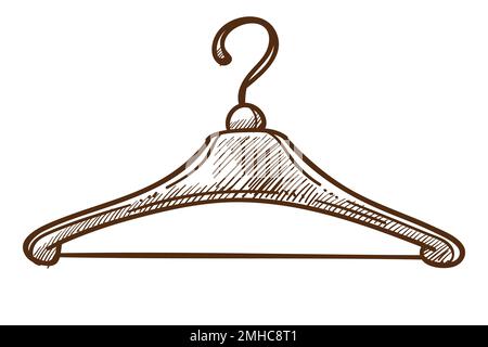 Dessin isolé de cintres, équipement de boutique sur mesure ou de boutique Illustration de Vecteur