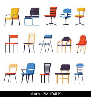 Des chaises ou fauteuils, sièges ou élément de design d'intérieur des objets isolés Illustration de Vecteur