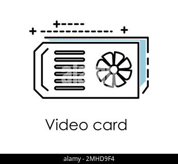 Crypto-monnaie minière, icône isolée de carte graphique vidéo Illustration de Vecteur