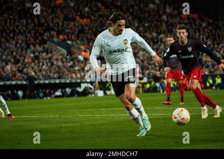 Valence, Espagne. 26th janvier 2023. Edinson Cavani de Valencia CF vu en action pendant les quarts de finale de la Copa del Rey entre Valencia CF et Athletic Club au stade Mestalla. Score final; Valencia CF 1:3 crédit Athletic Club: SOPA Images Limited/Alay Live News Banque D'Images