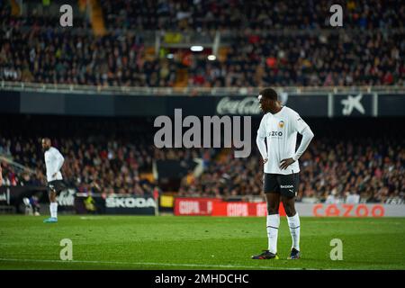 Valence, Espagne. 26th janvier 2023. Mouctar Diakhaby de Valencia CF vu pendant les quarts de finale de la Copa del Rey entre Valencia CF et Athletic Club au stade Mestalla. Score final; Valencia CF 1:3 crédit Athletic Club: SOPA Images Limited/Alay Live News Banque D'Images